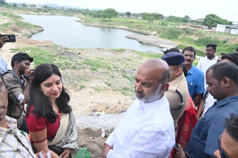 Bandi Sanjay along with Rajanna Sircilla Collector inspecting Kargil Lake