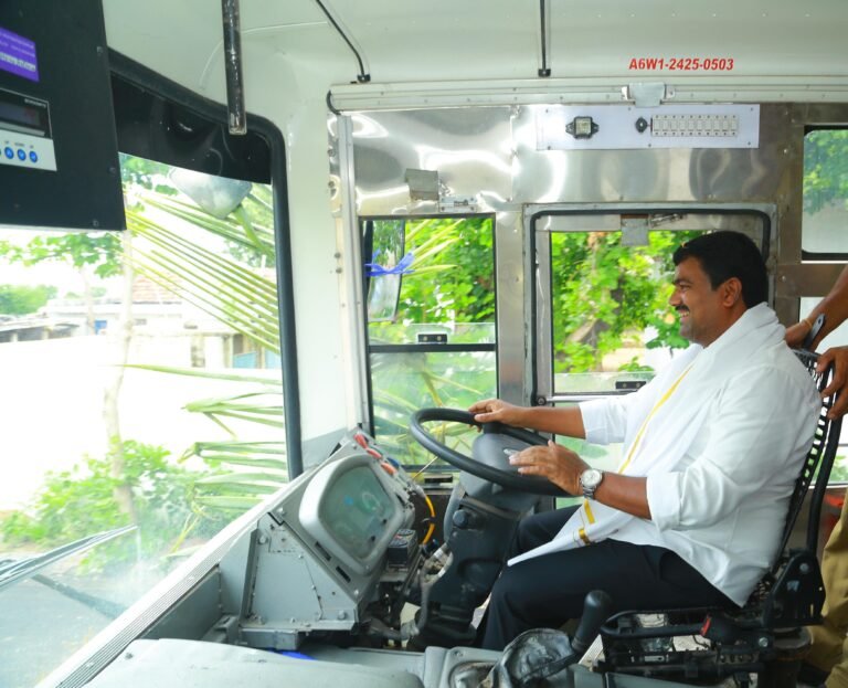 Choppadandi MLA Medipalli Satyam driving RTC bus
