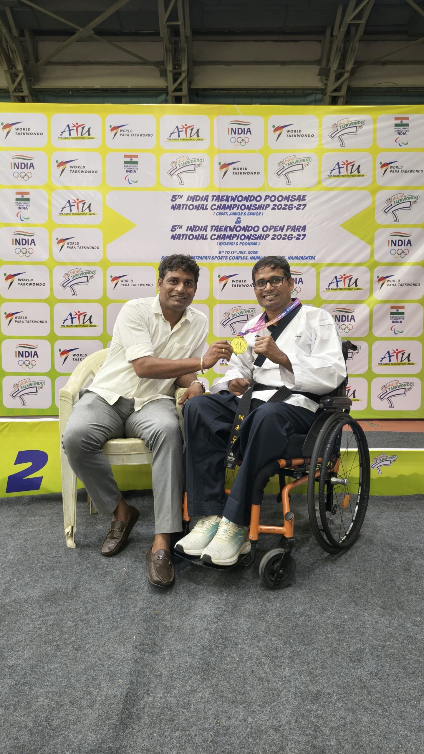 Ellavula Goutham won the gold medal in the P51 Sports Class at the 5th India Taekwondo Open Para National Championship