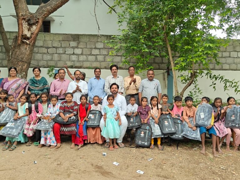 Peddapalli MP Gaddam Vamsi Kirshna disributed schools bags to students