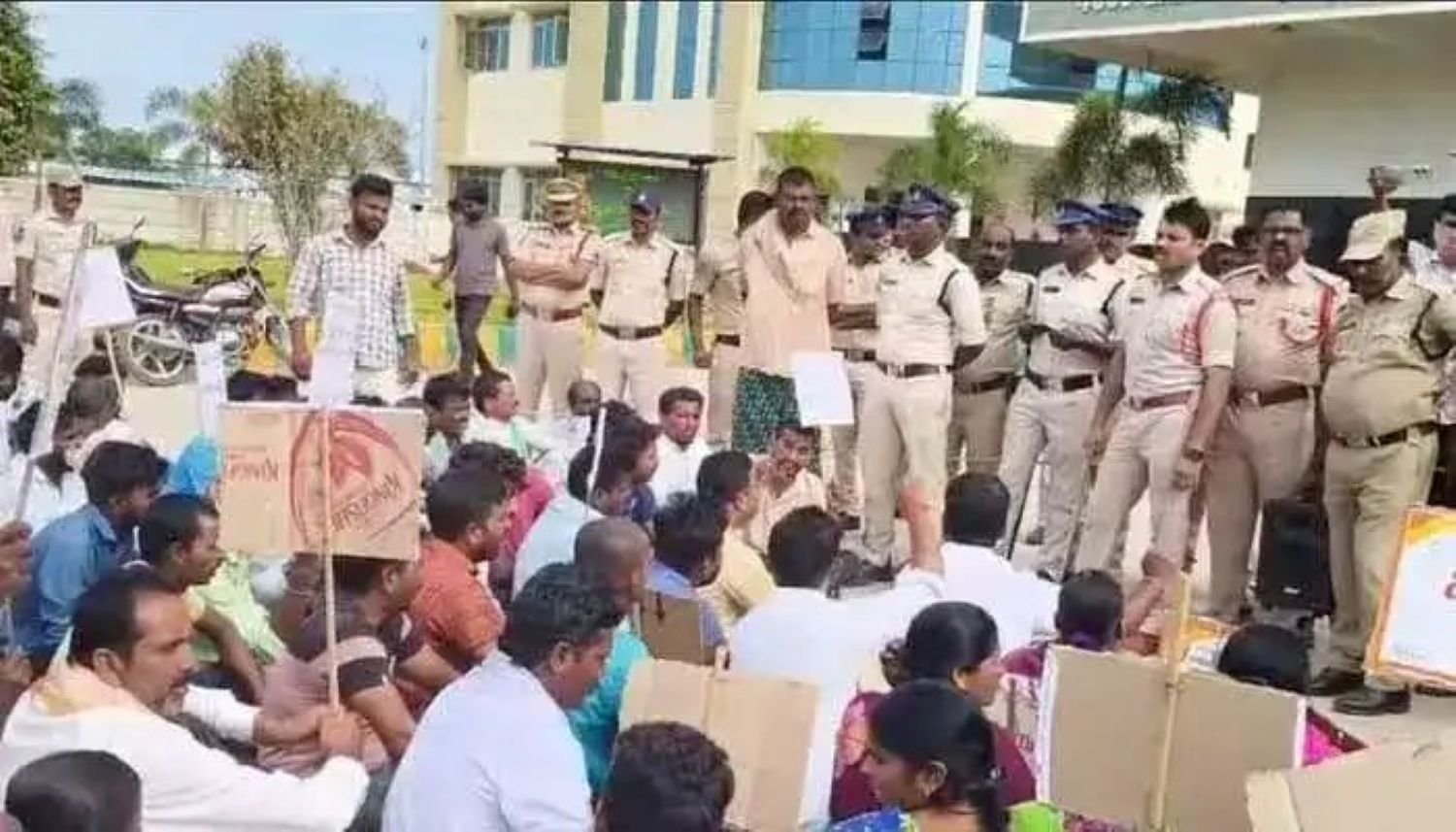 Land affected families staged Dharna