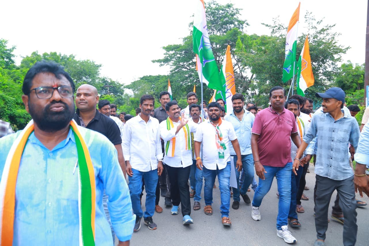 MLA Medipally Satyam leading the rally