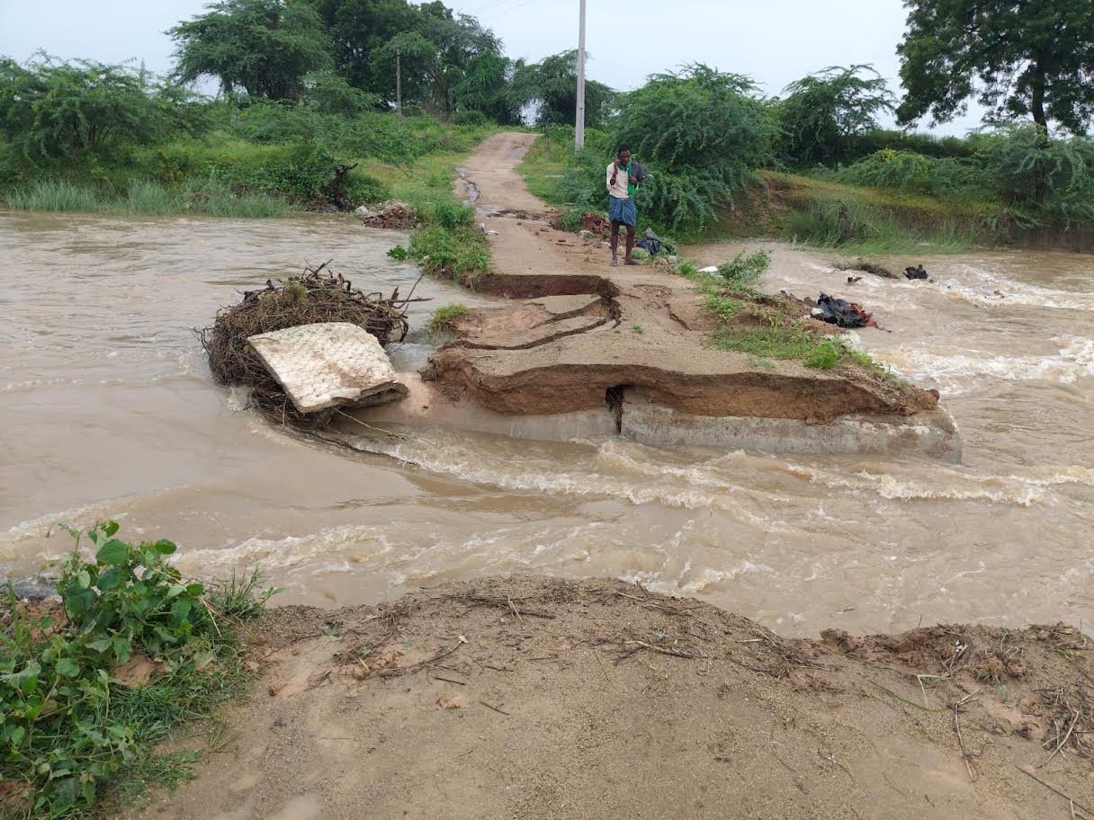 Road washed away due to floodwater